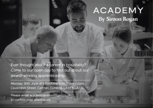 Simon Rogan Academy 202627 Intake Open Day Poster
