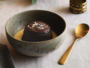 Dark Chocolate Fondant with Mandarin Custard